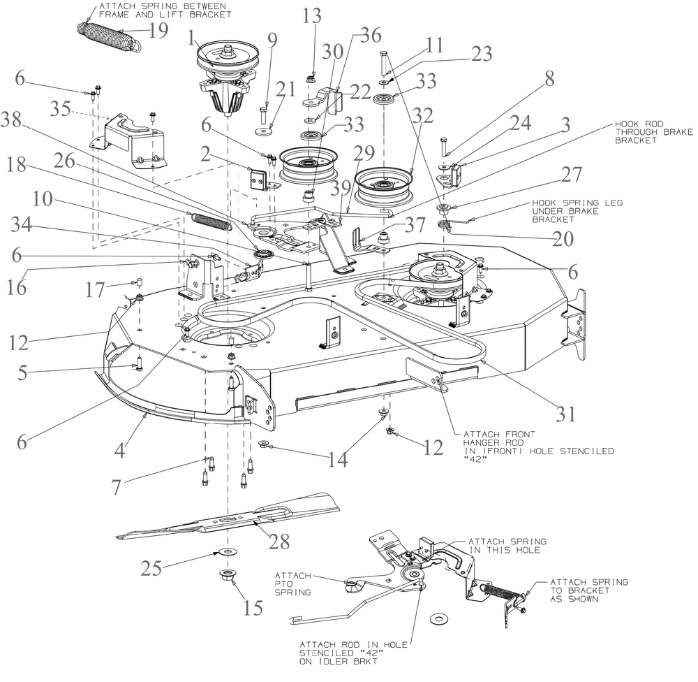 Deck Diagram and Parts List for XT2-LX42KH (13APA1TEA10)(2023) Cub Cadet Lawn Tractor